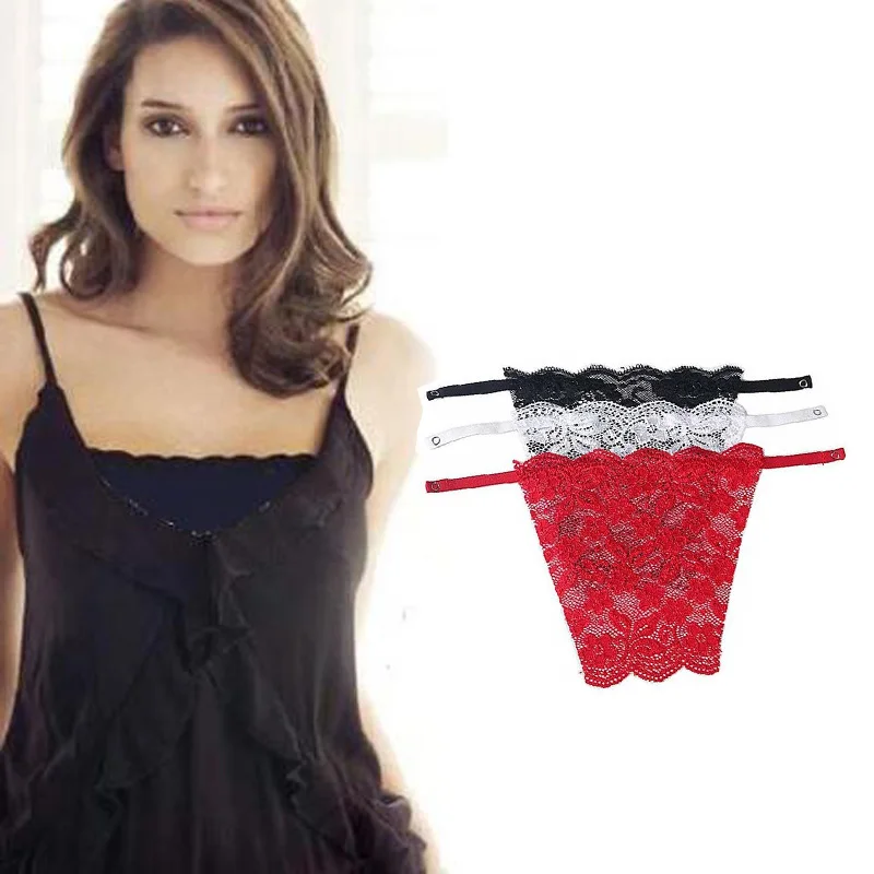 

1pcs Modesty Panel - Black Lace Bra Insert - Instant Camisole Chest Cover Up