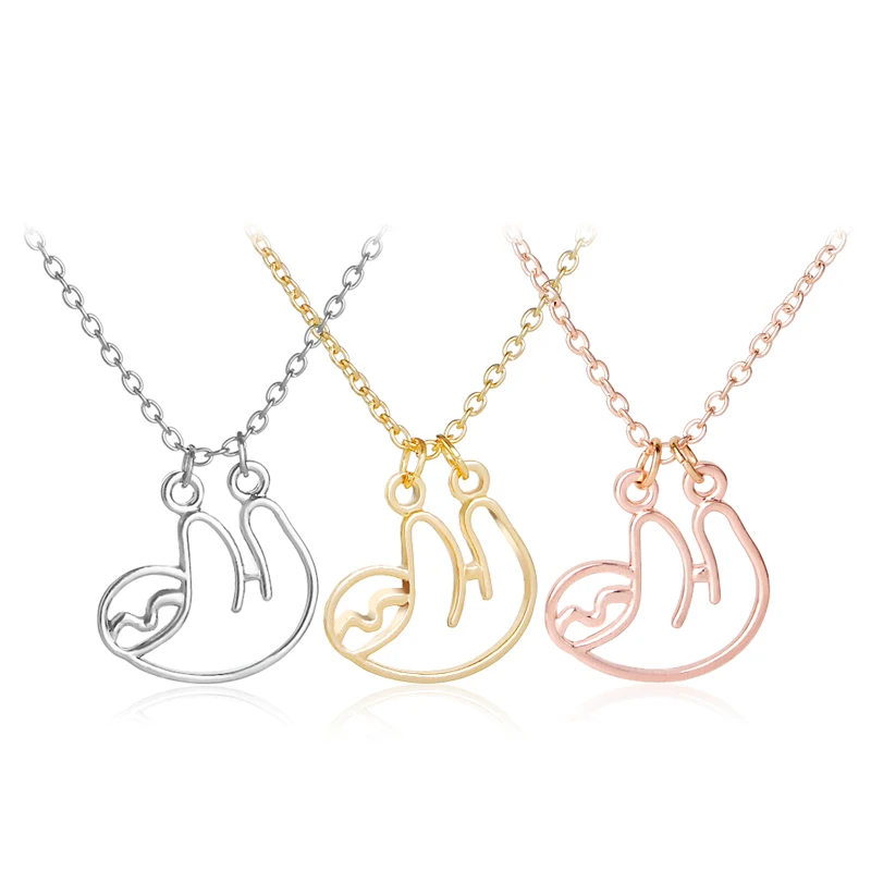 

Sloth Inspired Necklace Hollow Animal Jewelry for Women Handmade Pendant Necklaces