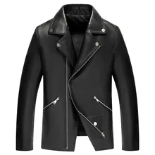 Брендовая мужская кожаная куртка пилот Повседневная Овчина натуральная мужской кожаный плащ короткий дизайн Мужская Осенняя кожаная куртка черное пальто