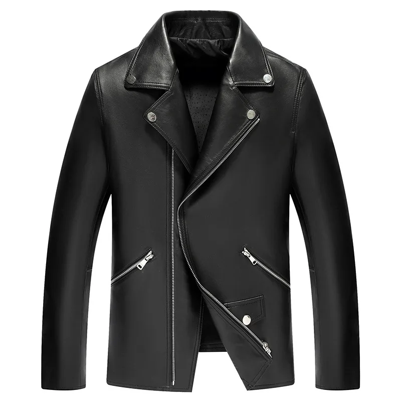 brand Men Leather Jacket pilot Casual sheepskin genuine Leather Coat