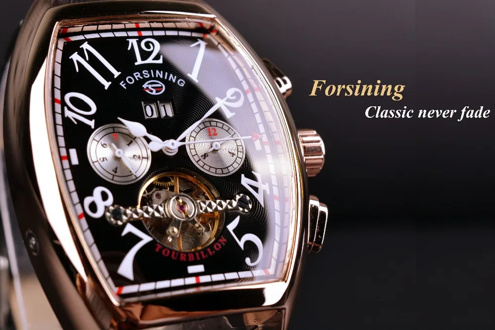 Forsining Orologio da uomo con display data e mese, cassa in oro rosa, orologio automatico di lusso di marca superiore, orologio da uomo casual._voghion.com