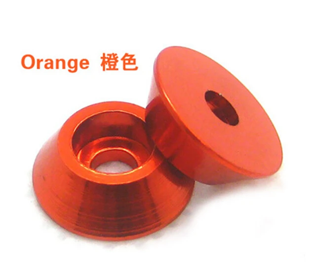 

F14375/78 10PCS Cone Cup Head Hex Screw Aluminum Alloy Socket Gasket Washer Orange Color M2 M2.5 M3 M4 for RC Model Aircraft +FS