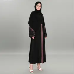 Мусульманское Абаи кардиган с вышивкой кружевное платье макси длинное платье, Роба Платья Туника кимоно Рамадан Арабский исламский