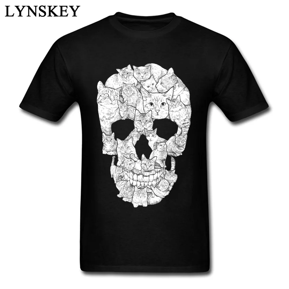 

Sketchy Cat Skull Men T Shirt Novelty Design Cartoon Animal Print Male Tops & Tee Shirts 100% Cotton Clothing