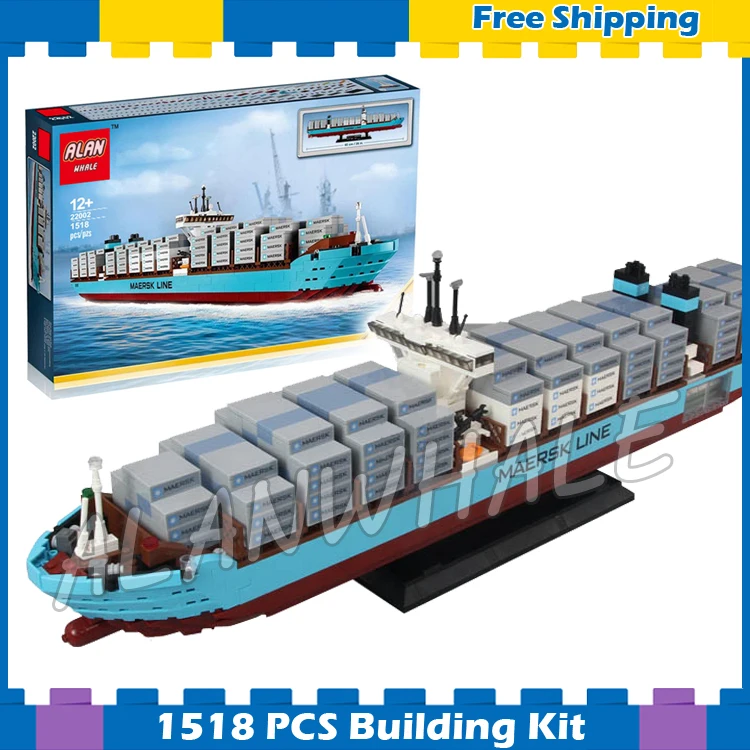 

1518pcs Creator Expert Maersk Line Triple-E Freighter Cargo Ship 22002 Model Building Blocks Gifts sets Compatible With lego