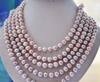 

FREE SHIPPING 00074 lavender round freshwater pearl necklace