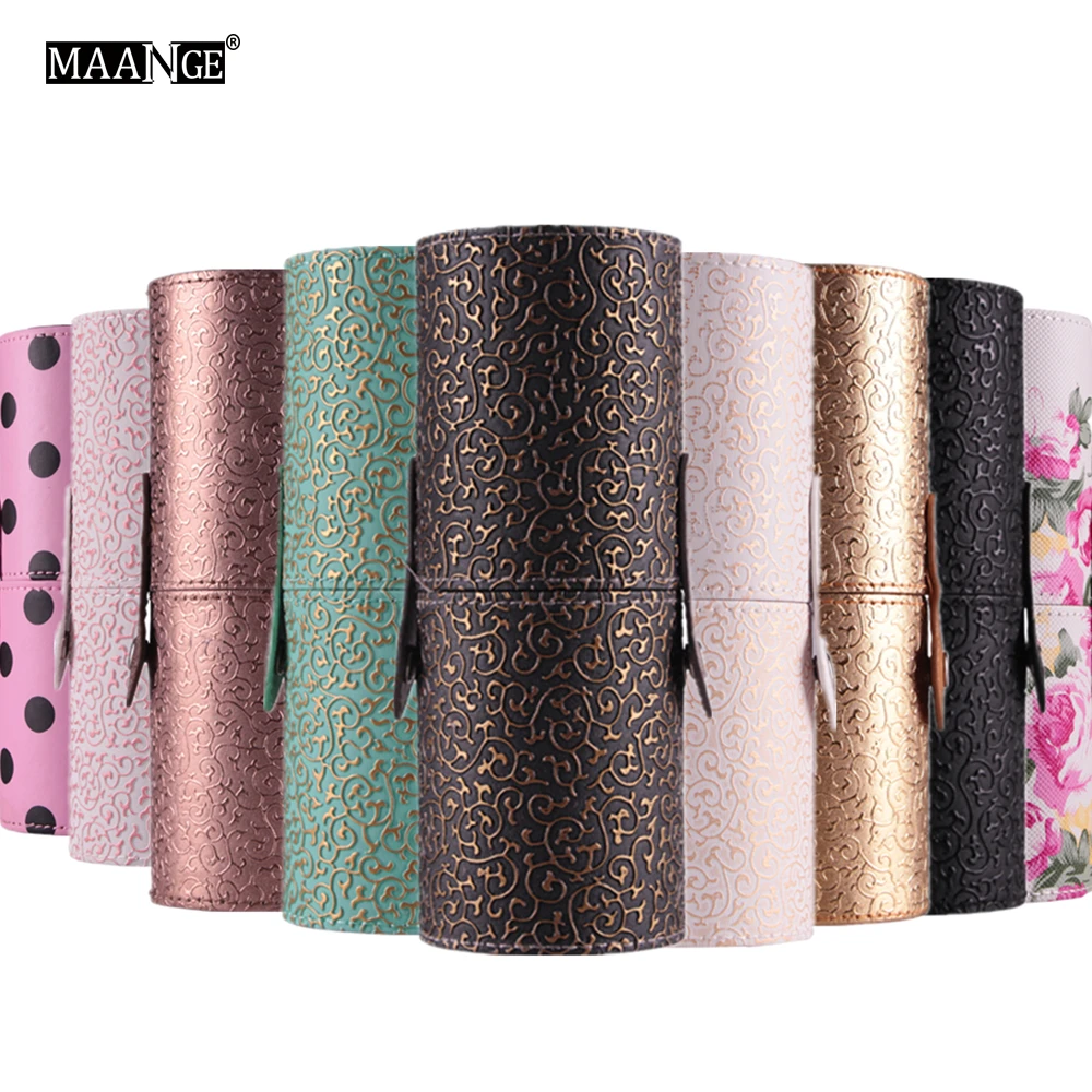 

MAANGE Makeup Brush Storage Bucket PU Leather Travel Cosmetic Brush Pen Holder Storage Empty Holder Makeup Bag Brushes Organizer