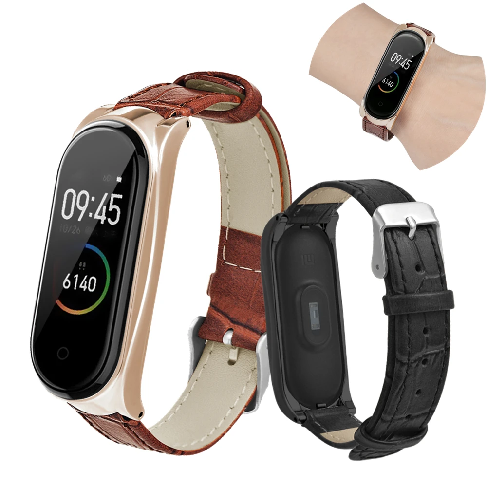 Genuine Leather Watch Strap For Mi Band 4 High Quality Bracelet Xiaomi Replacement Bands 3 | Электроника