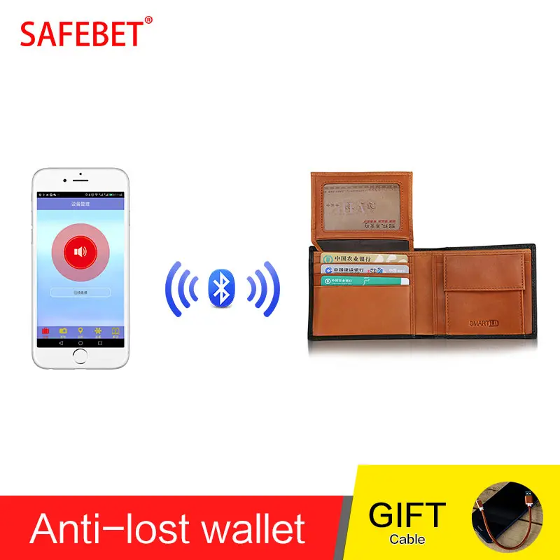 

SAFEBET Brand Smart Wallet Men Genuine Leather High Quality Anti Lost Intelligent Bluetooth Purse Male Card Holders Smart Wallet