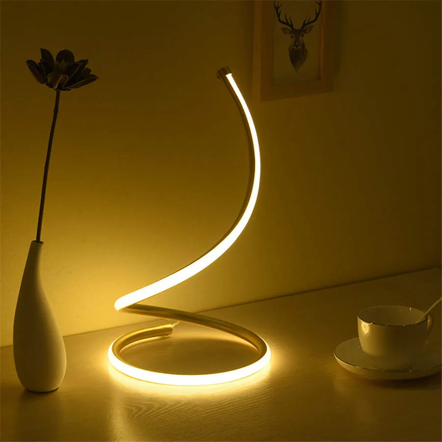 

Thrisdar 24W Creative Minimalist Art Lines Table Lamp Dimmable Bedroom Bedside Reading Desk Lamp Eye Protect Table Light