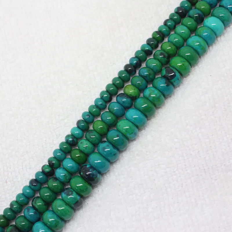 

Mini. Order is $7! 4x6,5x8,6x10mm Green phoenix Chrysocolla fynchenite Rondelle abacus bead DIY Jewelry Making Loose Beads 15"