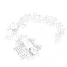 Bridal Flowers Faux Pearl Wedding Girl Tiara Floral Headdress Headband Hair Comb faux pearl gathered chunky knit headband