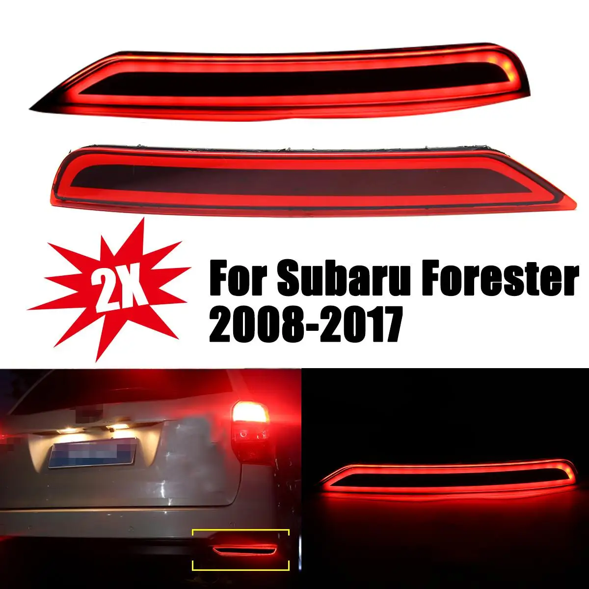 1 Pair LED Rear Bumper Reflector Light Brake DRL Turn Signal Light 3 Functions Tail Lamp For Subaru Forester 2008