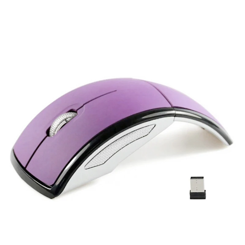 Ультратонкая 2,4 ГГц Складная Беспроводная оптическая мышь с мини USB Приемником Для планшета ПК ноутбука компьютера DJA - Цвет: Фиолетовый