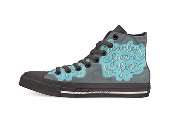 

Fearless Fierce Fine Blue Grey High Top Canvas Shoes Flat Casual Custom Unisex Sneaker Drop Shipping