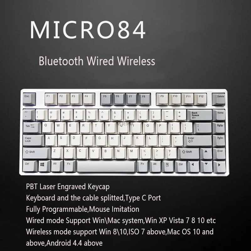 Сливы 66 75 84 87 108 Bluetooth 4,0 USB двойной режим 35g 45g Realforce структура емкостная клавиатура - Цвет: Micro 84 45g