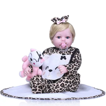 

Hot Sale 22 Inch Reborn Dolls Realistic Soft Silicone Baby Dolls wear leopard clothes fashion babydoll menina birthday gift