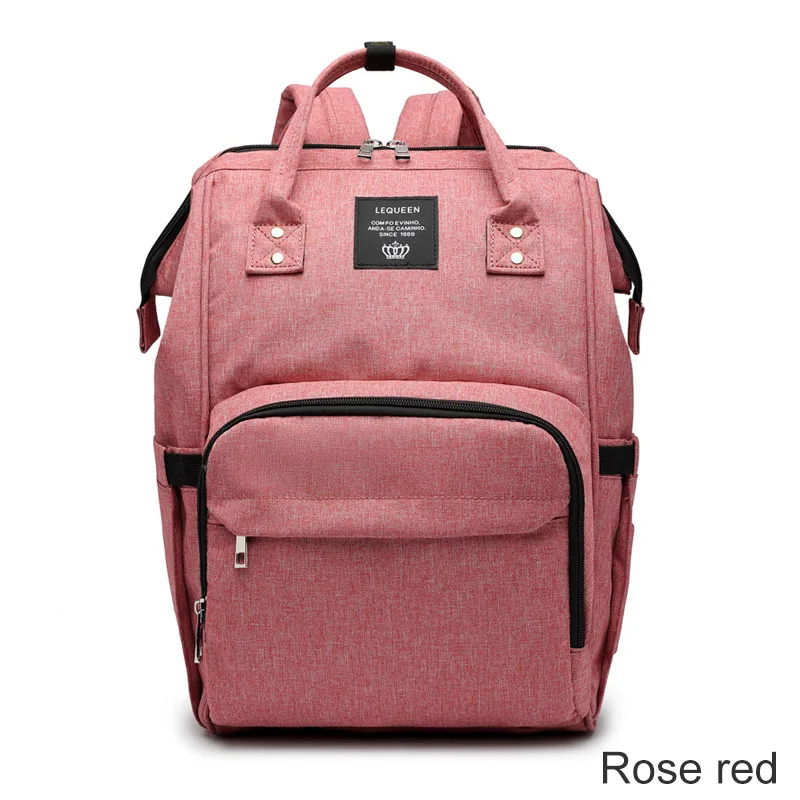 Сумка для подгузников для мамы, одноцветная, для ухода за ребенком, теплая сумка, большая емкость, водонепроницаемый рюкзак, дорожная сумка, для мамы, для ухода за ребенком - Цвет: Rose red