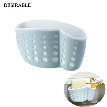 

1 Pcs Sink hang bags Drain rack Double sucker thickened plastic Hollow drain sponge wipes small items kitchen tools storage bag