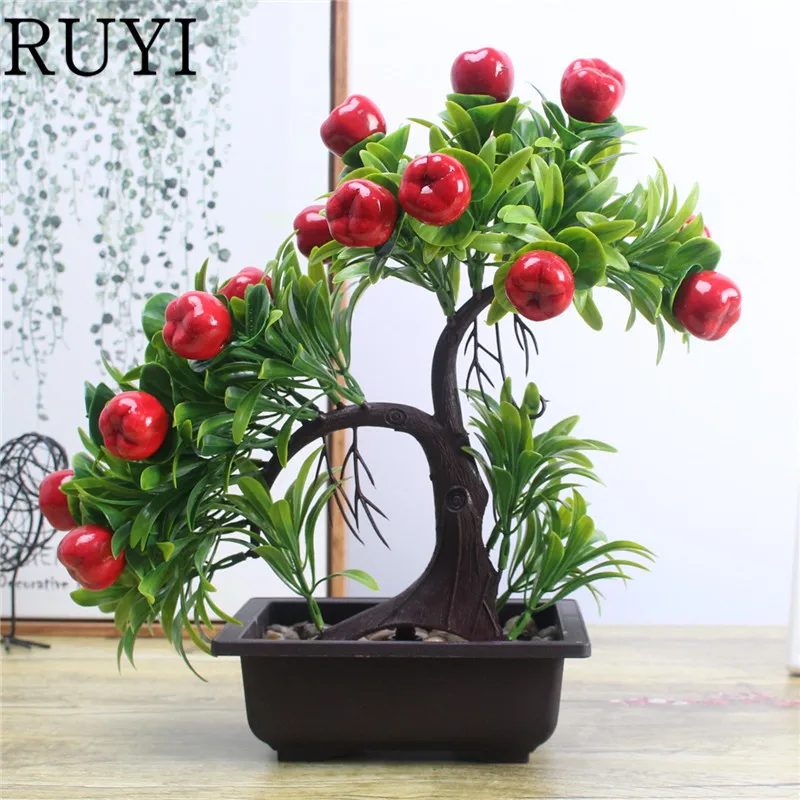 European Style New Artificial Flowers + Vase Lucky Fruit Small Tree