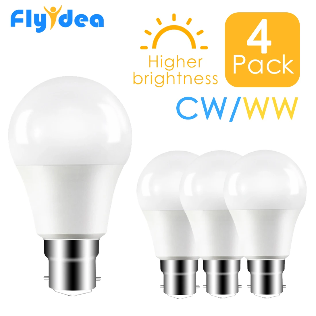 

4pcs High Brightness White light bulb Smart IC Real Power LED Bulb B22 110V-265V Home backup lighting lamp 5W 7W 9W 12W 15W 18W