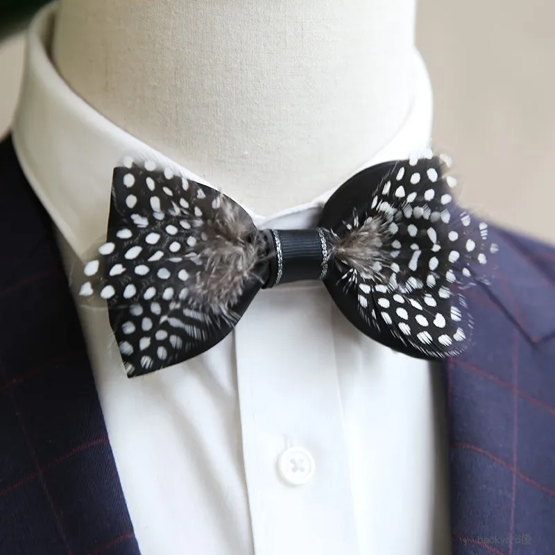 

Black feather bow tie Wave point wedding party business ties for men Top quality Butterfly Neck Bowtie mens ties Accessories