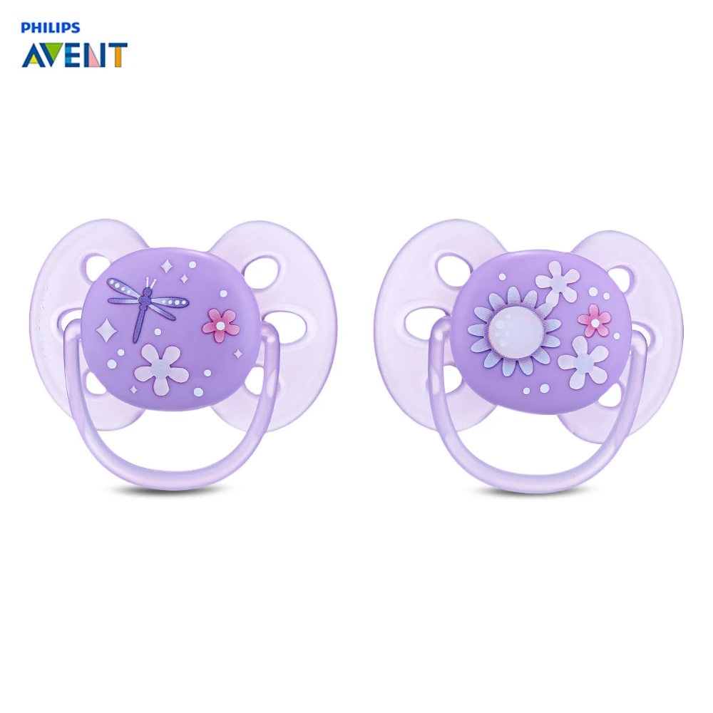 Avent 2 шт. силиконовые детские соски для малышей 6-18 месяцев BPA бесплатно цветочный узор Кормление Ортодонтические соски Детские Пустышки