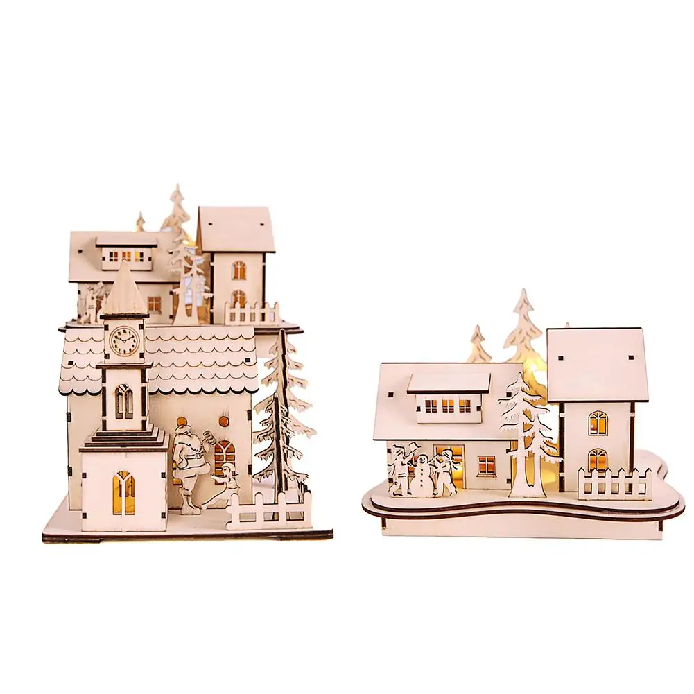 Рождество Световой деревянный домик украшен орнаментом светящиеся игрушки детей Новинка Забавные Creative игрушки