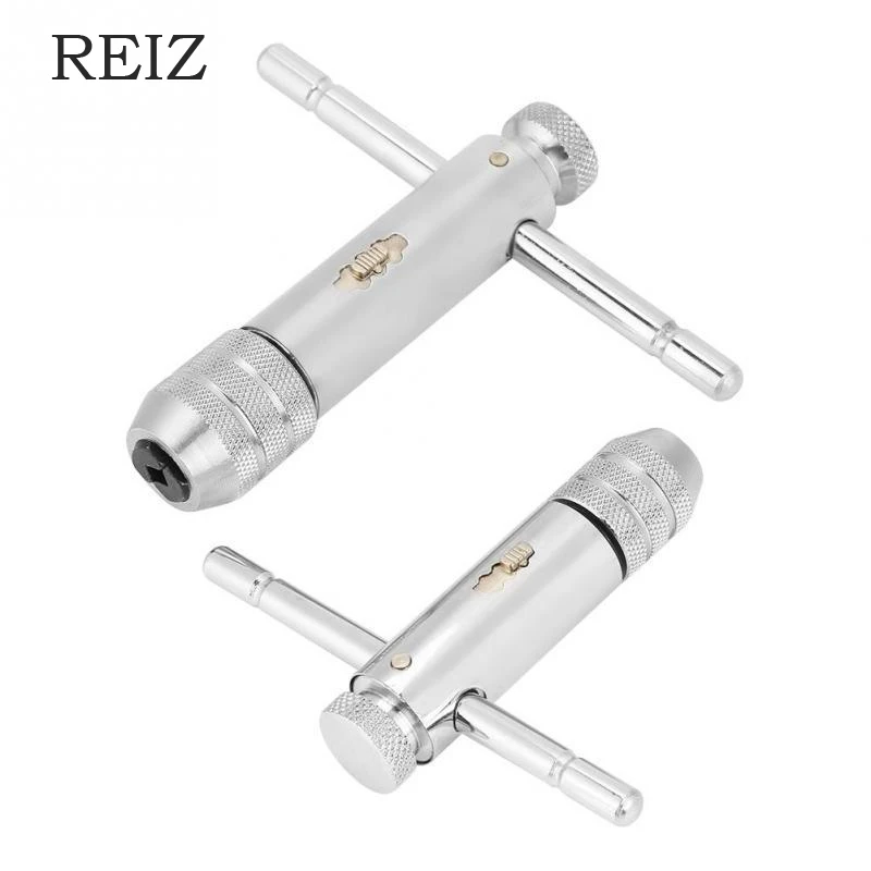 1REIZ 5Pcs Adjustable M3-M8 T-Handle Ratchet Taps Wrench For Tap Die Set Taps Wrenches Machinist Wire Tapping Wrench Holder Tool