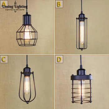

Loft Vintage Industrial Retro Pendant Lamp Edison Light E27 Holder Iron Restaurant Bar Counter Attic Bookstore Cage Lamp