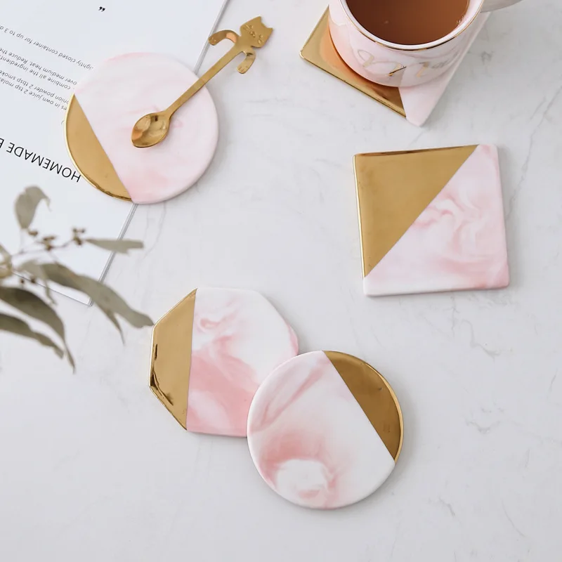 

Marble Coasters Ceramic Coaster Nordic Style Creative Insulation Pad Tea Coffee Coasters Cup Mat