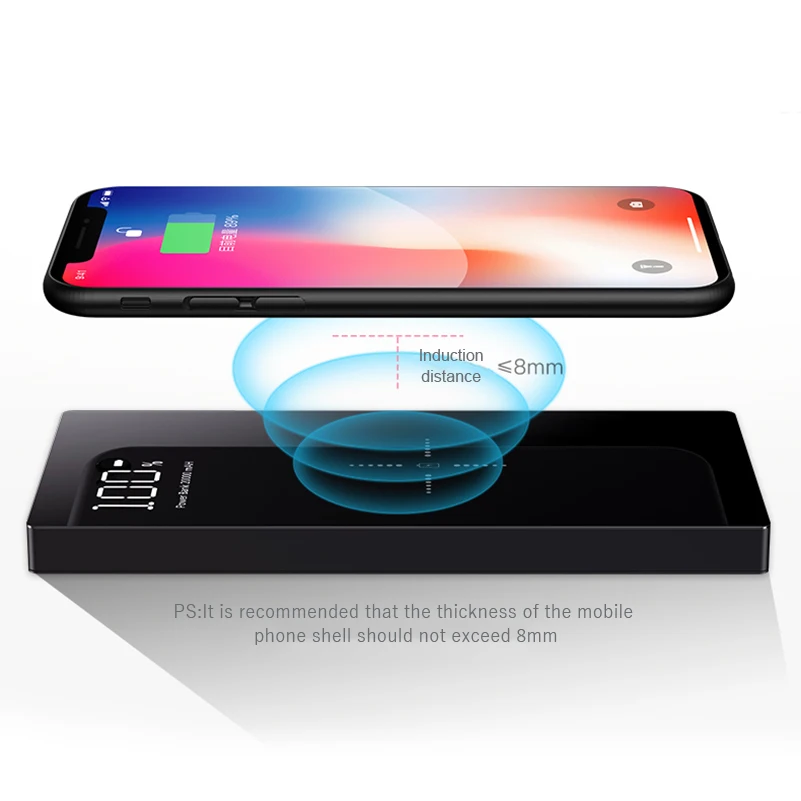 QI Wireless Charger Power Bank 20000 mAh For Xiaomi Mi 2 Quick Charge 2A PowerBank Portable Charger External Battery For iPhone QI Wireless Charger Power Bank 20000 mAh For Xiaomi Mi 2 Quick Charge 2A PowerBank Portable Charger External Battery For iPhone