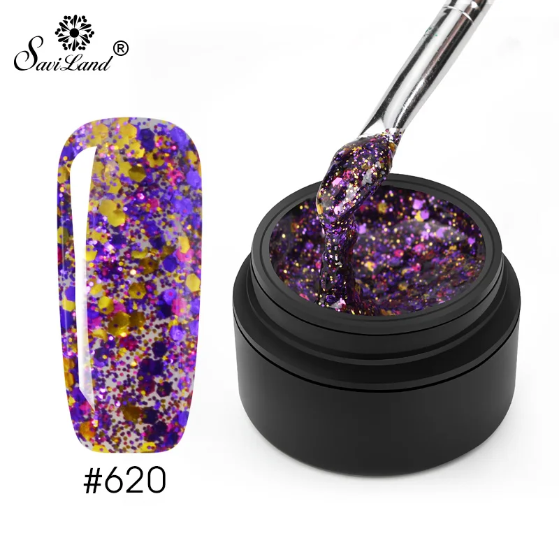 Saviland лак для ногтей гель для ногтей с блестками 20 цветов блестящий супер бриллиантовый блестящий гель для маникюра 3D Блестящий Платиновый гель для краски - Цвет: 620