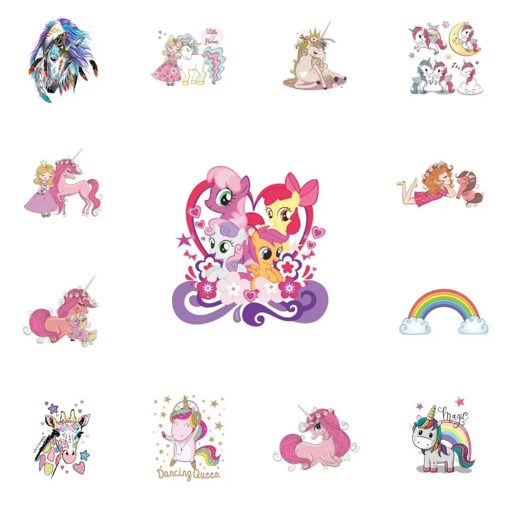

Unicorn Little horse Iron on Transfer for Clothes DIY T-Shirt Applique Heat Transfer Vinyl Patches Stickers on Backpack badges