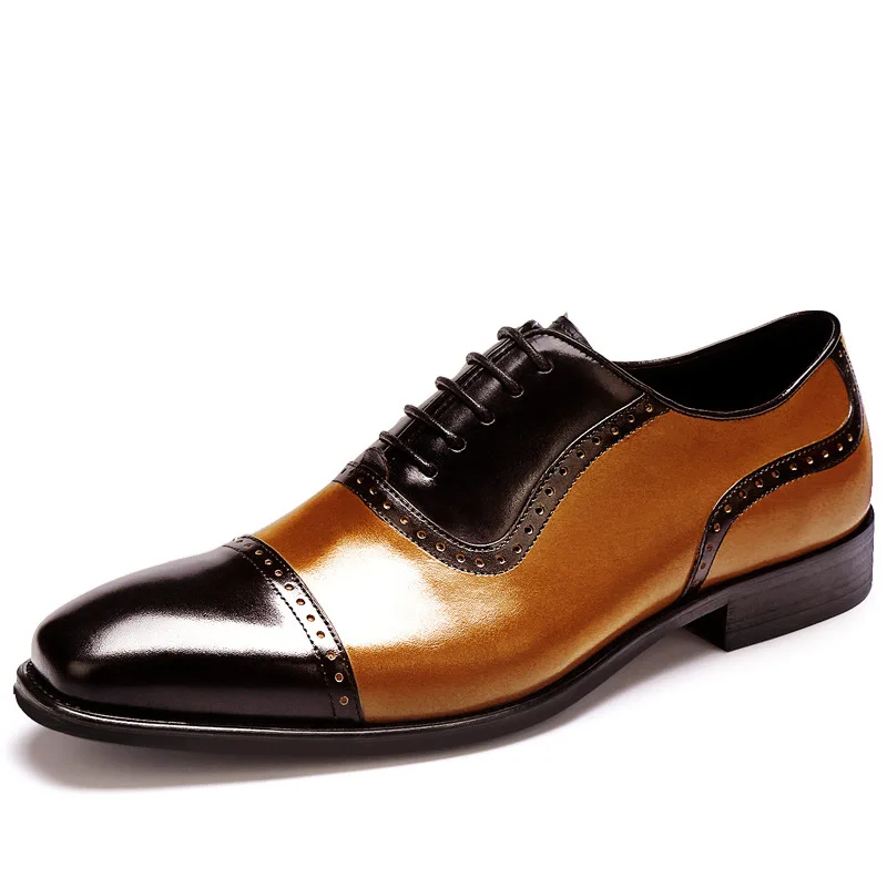 Г. обувь с перфорацией типа «броги» из натуральной коровьей кожи мужские свадебные модельные туфли винтажные мужские оксфорды ручной работы европейские размеры 38-46 - Цвет: Orange