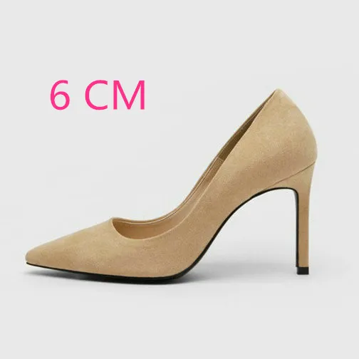 Женские туфли-лодочки туфли на высоком каблуке женские пикантные вечерние туфли на шпильке 10 см с острым носком офисные женские свадебные туфли на высоком каблуке размера плюс - Цвет: Apricot-6CM Heel
