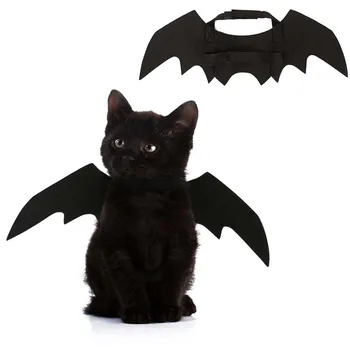 

Brand New Halloween Costume For Pet Black Bat Wings Cool Puppy Cat Black Bats Dress Up Costume Pet Holiday Decoration Wholesale