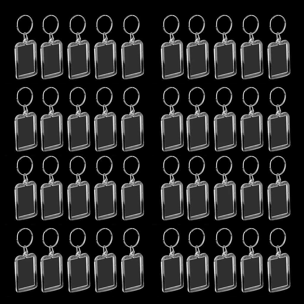 Для выведения токсинов, 40 шт продолговатые прозрачный акриловый брелок сделать свой собственный брелок для фотографии 3,8x2,5 см