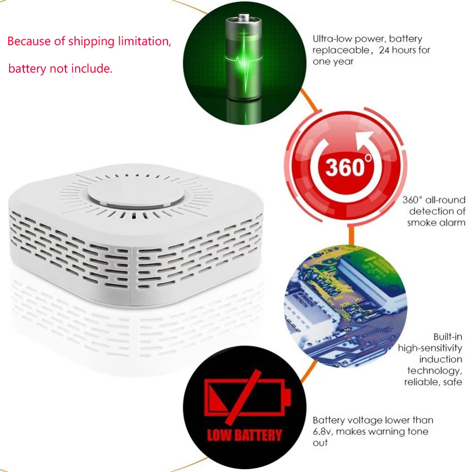  3Pcs Smoke Detector Wireless 433MHz Fire Security Protection Alarm Sensor for Smart Home Automation - 32991306616