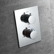 Wall Mounted Chrome/Black Shower Mixer Valve 3 Functions Thermostatic Chrome Bathroom Shower Faucet Dual Handles Valve Wall Mounted Chrome/Black Shower Mixer Valve 3 Functions Thermostatic Chrome Bathroom Shower Faucet Dual Handles Valve