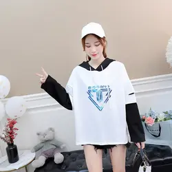 2019 Фирменная Новинка рубашка с длинными рукавами Для женщин BIGBANG футболки Повседневное Корейский Kpop поддельные Двойка Patchworl свободные