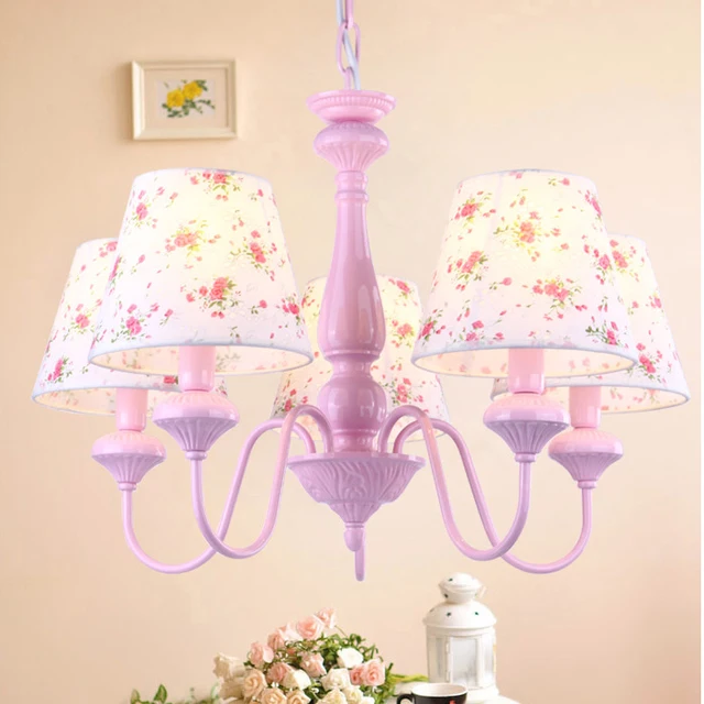 Simple Bedroom Chandelier Study Children Pink Fl Pendant Simple Bedroom Chandelier Study Children Pink Fl Pendant European Style Garden Hanging Lamp Dinning Room Lights