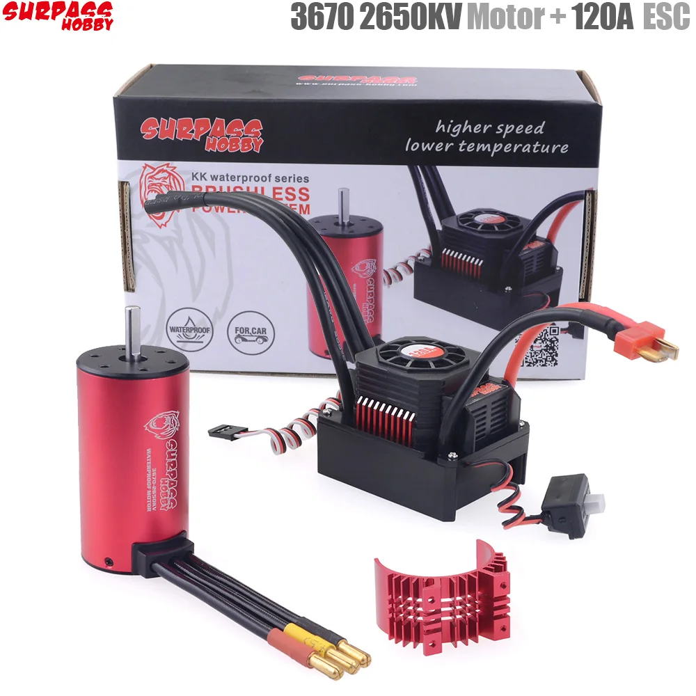 Бессенсорный бесщеточный двигатель SURPASS HOBBY 3670 2650kv с бесщеточным ESC 120A крышкой радиатора водонепроницаемый