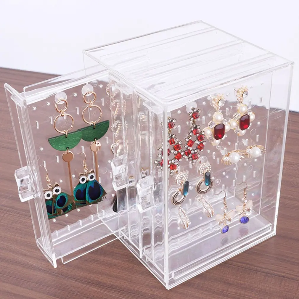 Transparent Jewelry Plastic Necklace Bracelet Rack Earrings Hanger Nail Art Display Stand Jewelry Organizer Storage Box Rack