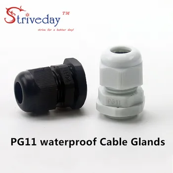

50pcs/lot White/Black PG11 Nylon cable gland Wiring Accessories LED cable connector waterproof