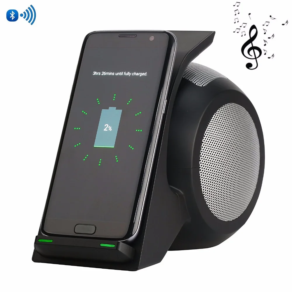 2 in 1 Note 8 Fast Wireless Charger With Wireless Speaker Portable Qi Wireless Charger Pad for iPhone X Samsung Galaxy Note 8