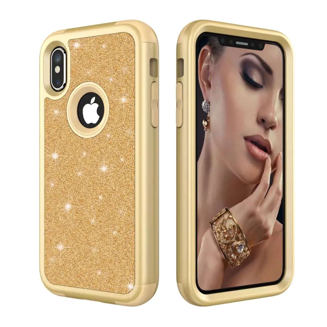 

Bling Glitter Luxury Fashion Cases for iPhone X Ten 10 Case Shockproof Cover for Samsung iPhone X 10 Ten Phone Bags Coque