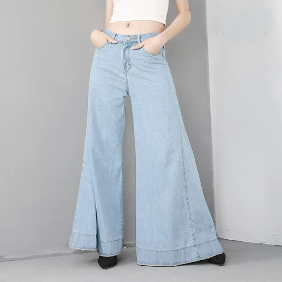 

Wide Leg Denim Pants Fashion Women Spring Low Waist Denim Jeans Loose Harem Pants Straight Culottes Pants Jeans Thin Pantalones
