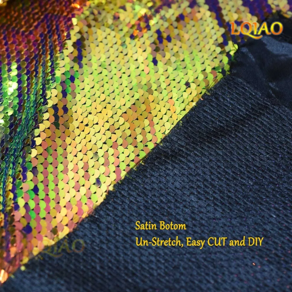 Iridescent Gold Rainbow Reversible Sequin Fabric 08