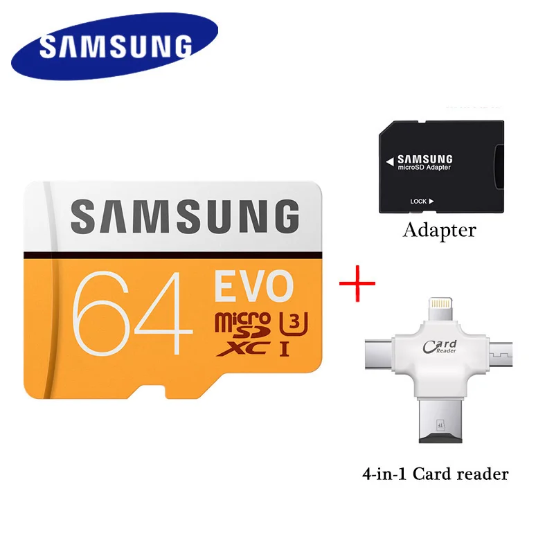 MicroSD карта SAMSUNG EVO 32 Гб 64 Гб 128 Гб класс 10 карта памяти microSDXC UHS-I TF флэш-карта 4K HD с адаптером